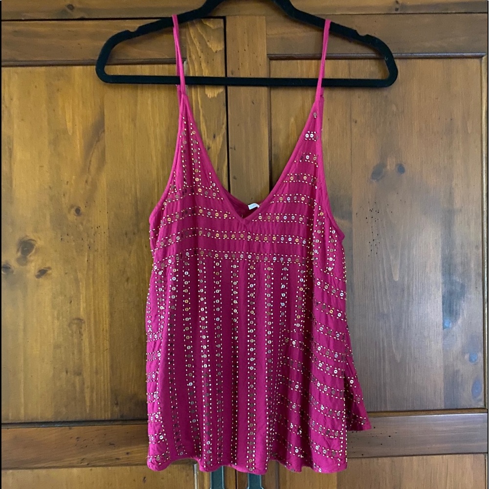 NWT Freepeople pink and gold beaded cami